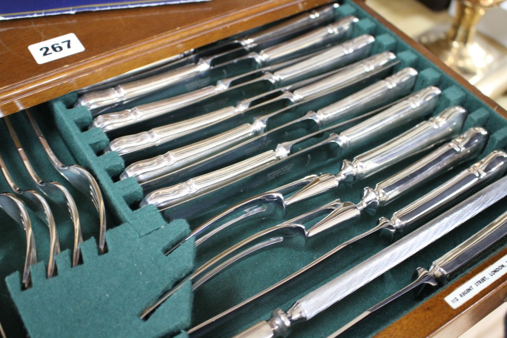 A Garrard & Co canteen of plated cutlery and flatware, for twelve people, in three drawer case